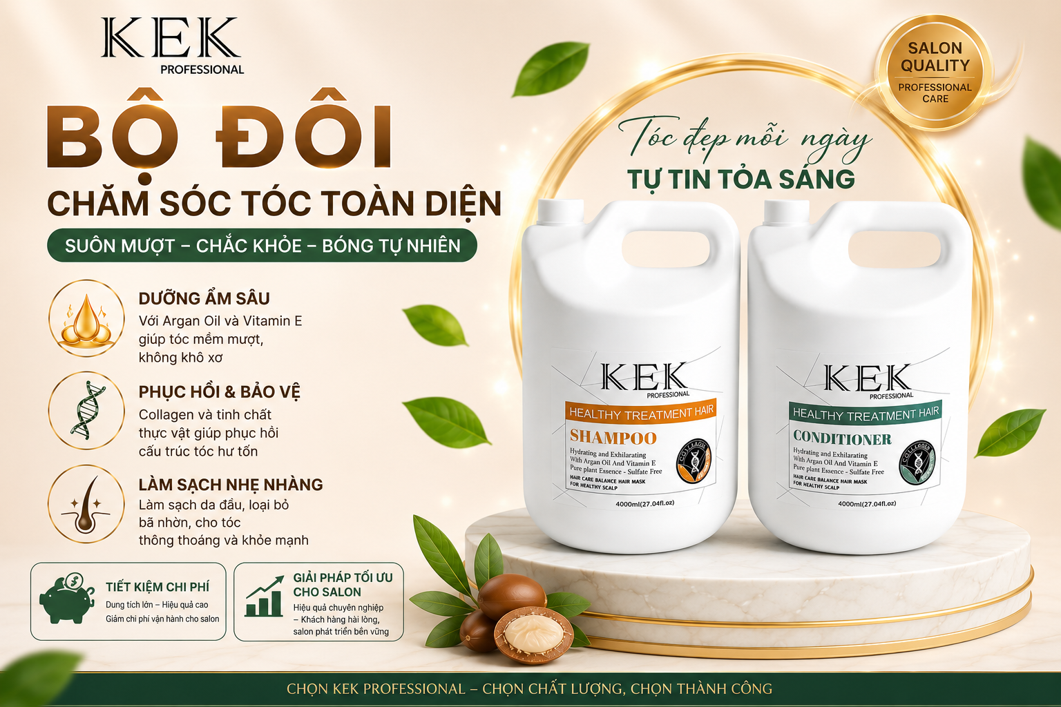 Gội Xả KEK Professional Can Lớn 4000ml&nbsp;