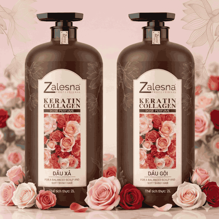 Gội Xả Zalesna Phục Hồi Cấp Ẩm Hương Hoa Hồng 2000ml