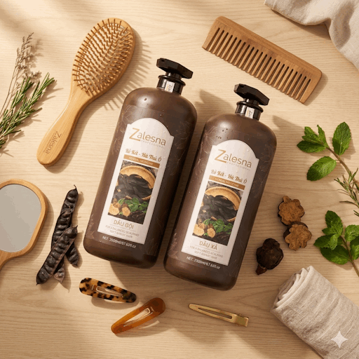 Dầu Gội Xả Zalesna Bồ Kết Hà Thủ Ô Phục Hồi, Suôn Mượt 2000ml