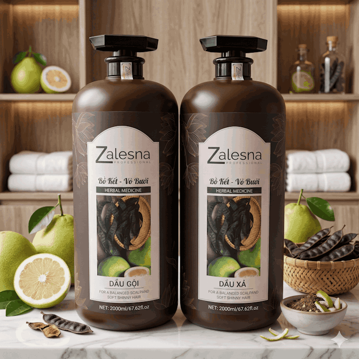 Dầu Gội Xả Zalesna Bồ Kết Bưởi Phục Hồi Giảm Dầu Ngứa 2000ml