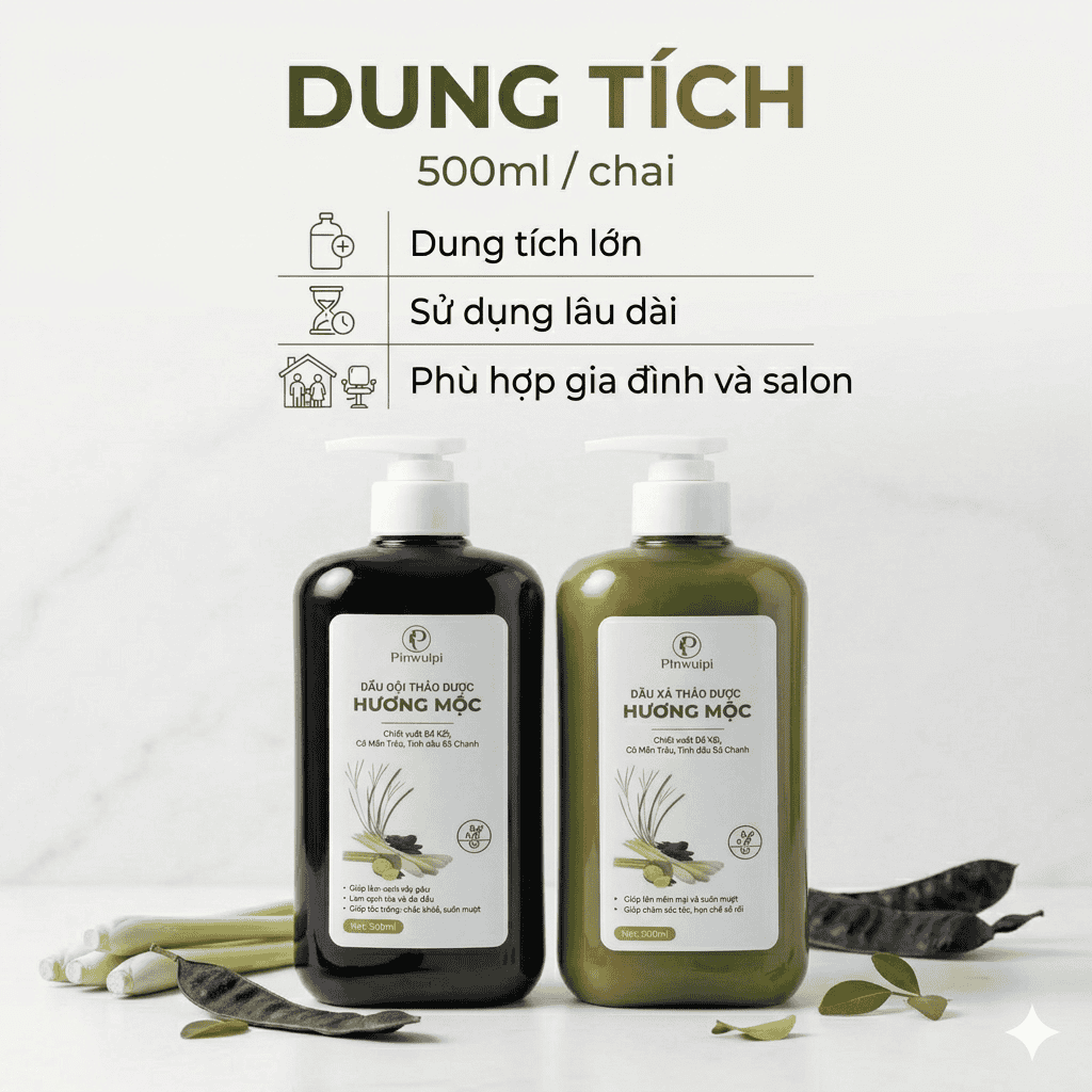 Dầu Gội Xả Pinwuipi Thảo Dược Thiên Nhiên 500ml
