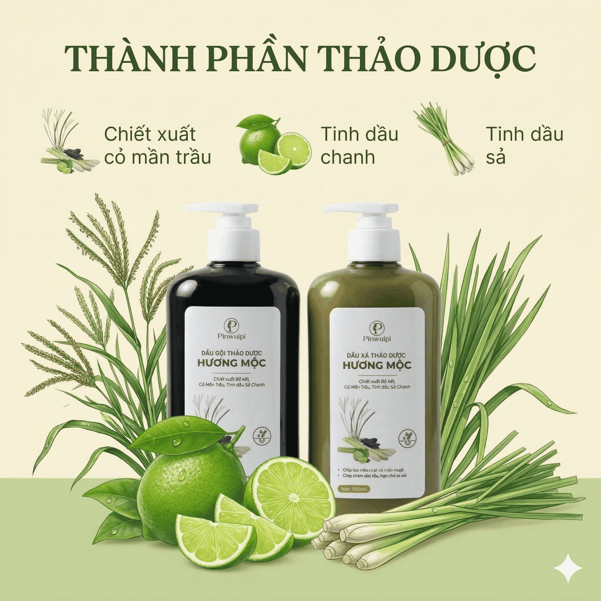 Combo Gội Xả Thảo Dược Thiên Nhiên Và Xịt Dưỡng Cấp Ẩm Tóc