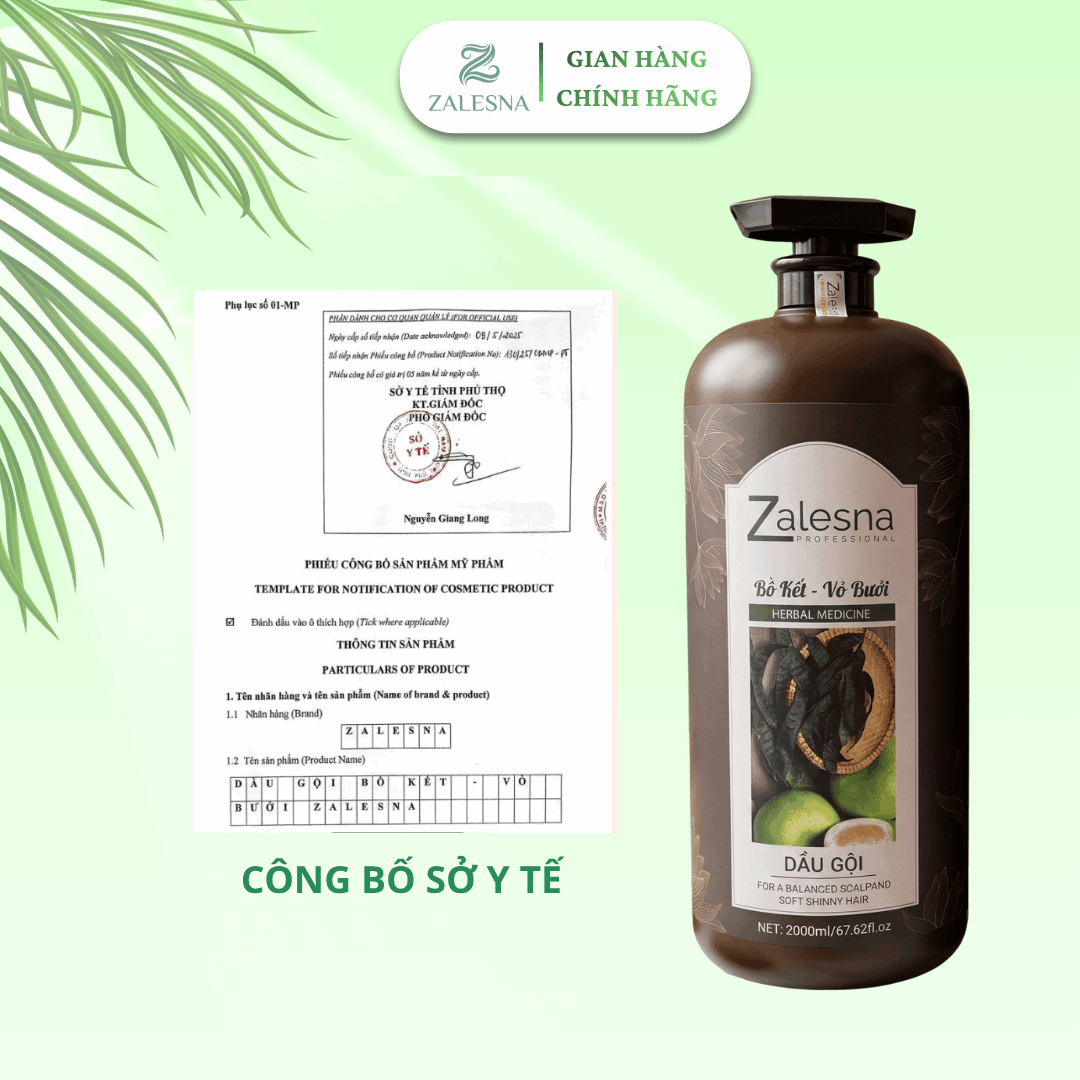Dầu Gội Xả Zalesna Bồ Kết Bưởi Phục Hồi Giảm Dầu Ngứa 2000ml