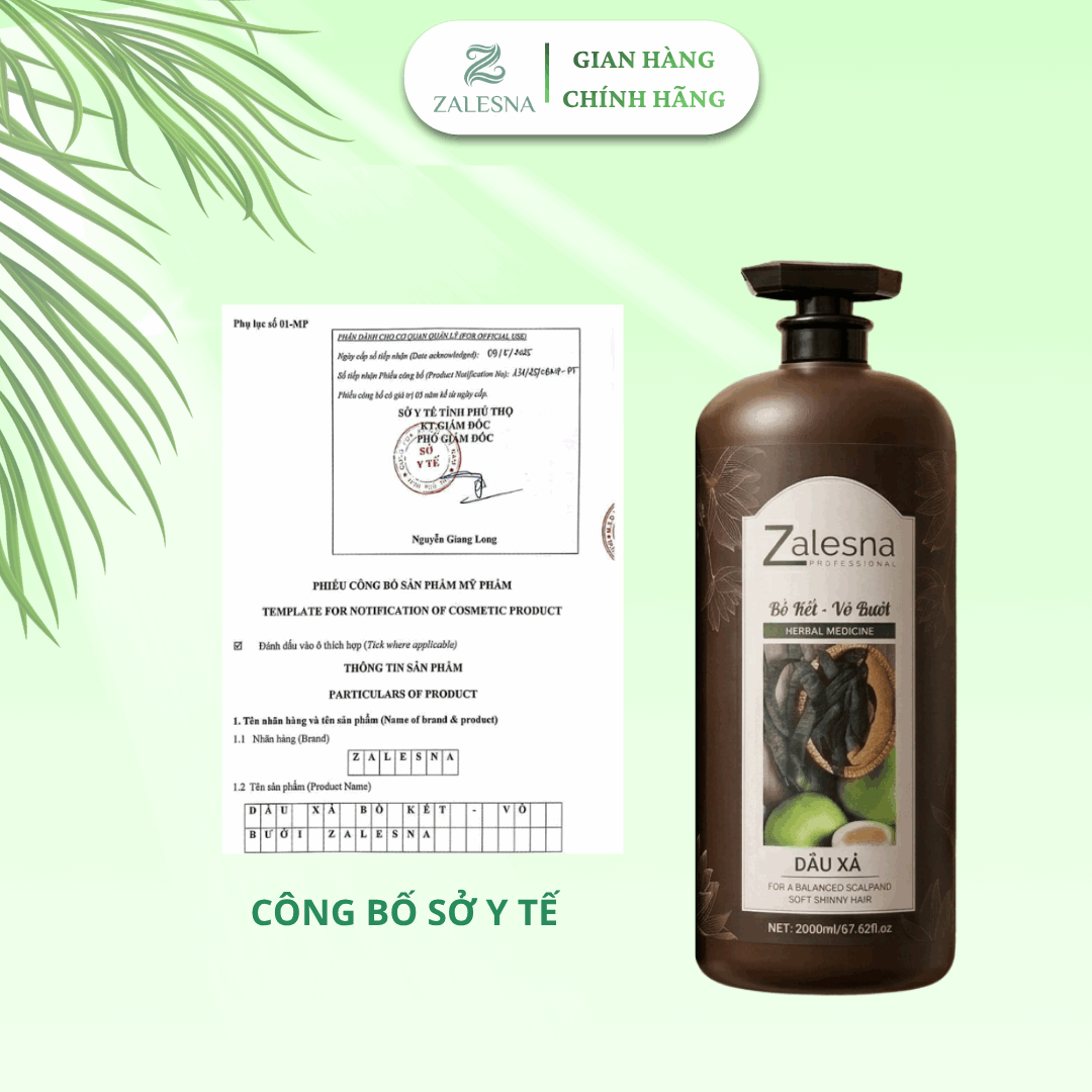 Dầu Gội Xả Zalesna Bồ Kết Bưởi Phục Hồi Giảm Dầu Ngứa 2000ml