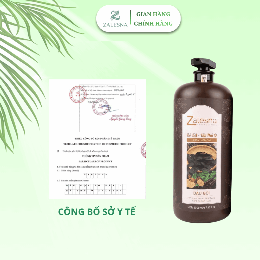 Dầu Gội Xả Zalesna Bồ Kết Hà Thủ Ô Phục Hồi, Suôn Mượt 2000ml