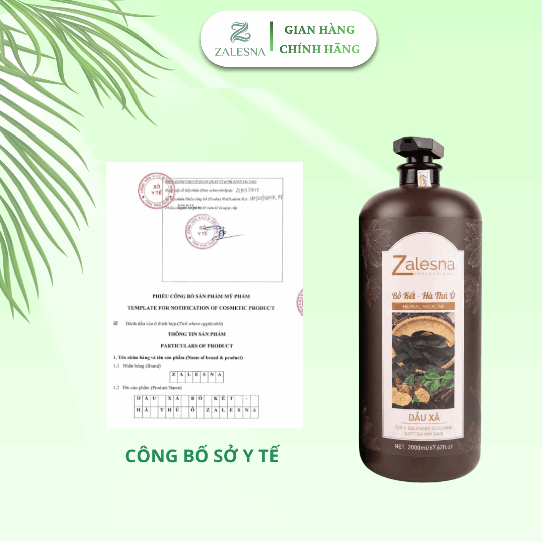 Dầu Gội Xả Zalesna Bồ Kết Hà Thủ Ô Phục Hồi, Suôn Mượt 2000ml