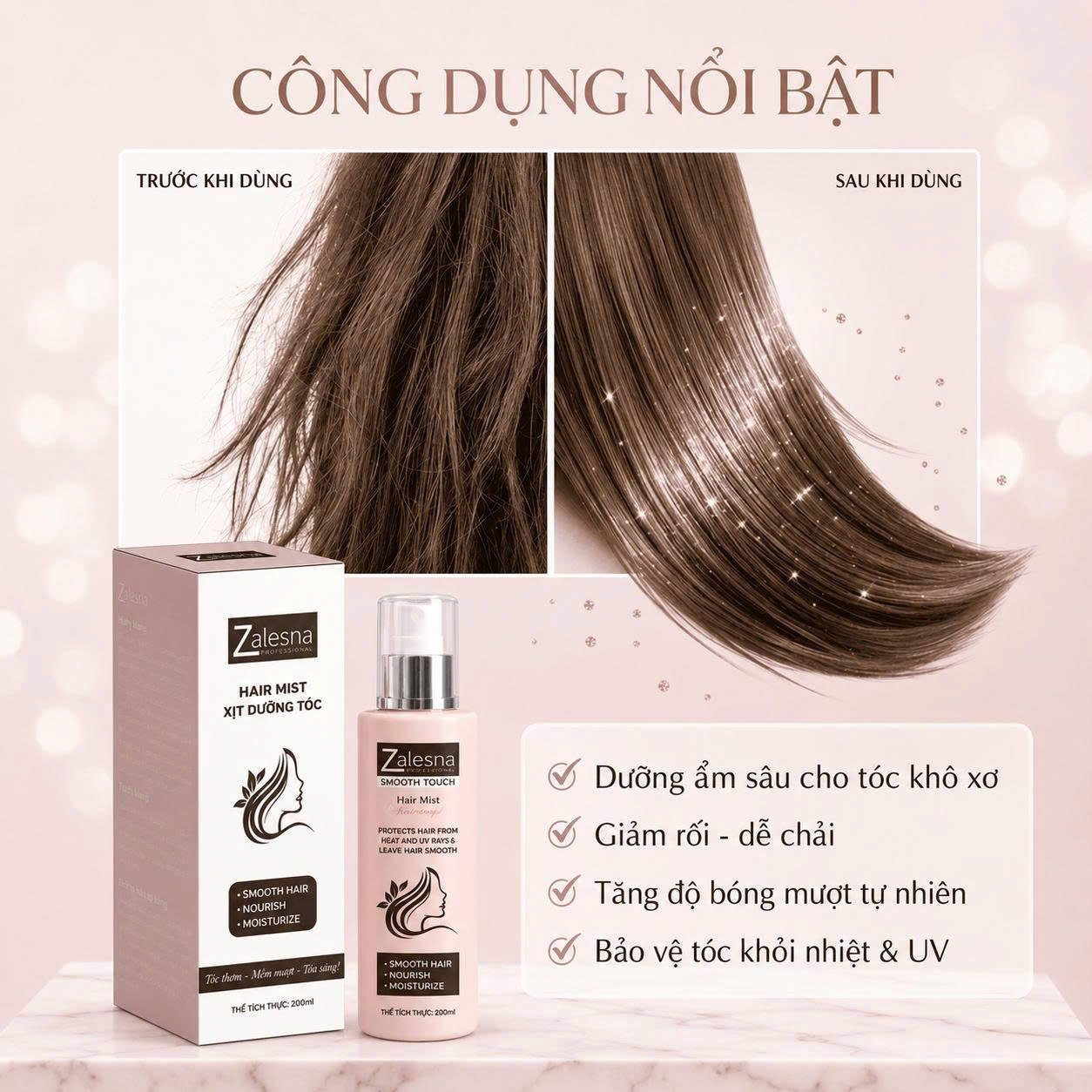 Combo Hấp Phục Hồi Hư Tổn Và Xịt Dưỡng Cấp Ẩm Tóc