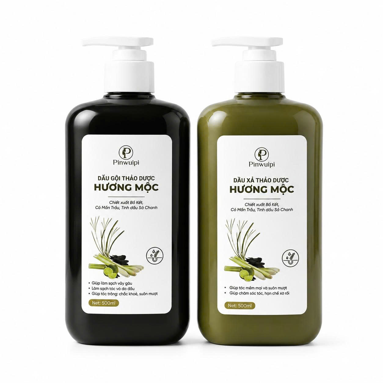 Dầu Gội Xả Pinwuipi Thảo Dược Thiên Nhiên 500ml